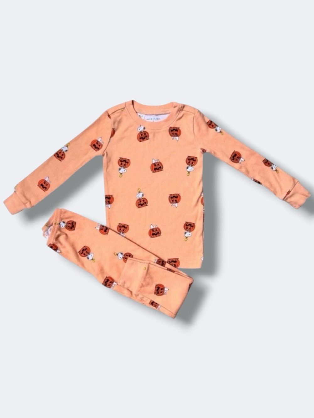 Janie and Jack Pajama Set Boys Girls Size 4 Orange Snoopy Pumpkin Peanuts Cotton